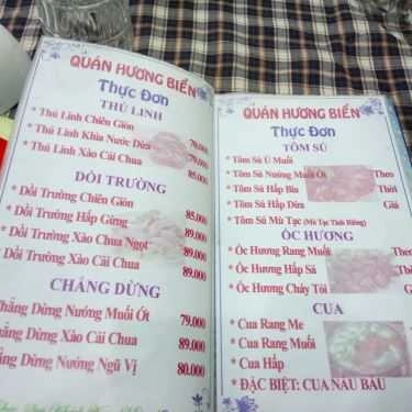 Thực đơn- Quán Nhậu Hương Biển 2 - Chuyên Các Món Ăn Hải Sản