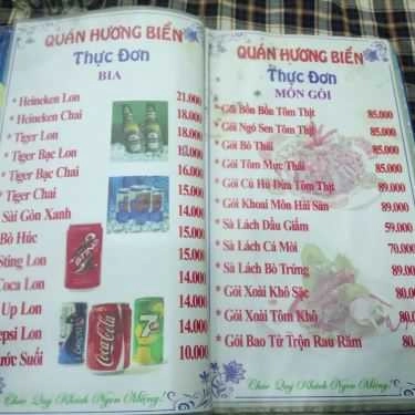 Thực đơn- Quán Nhậu Hương Biển 2 - Chuyên Các Món Ăn Hải Sản