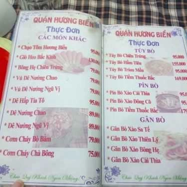 Thực đơn- Quán Nhậu Hương Biển 2 - Chuyên Các Món Ăn Hải Sản