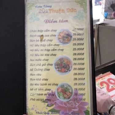Thực đơn- Quán Ăn Quán Chay Thuận Đức