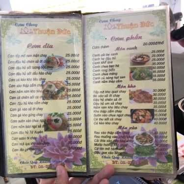 Thực đơn- Quán Ăn Quán Chay Thuận Đức