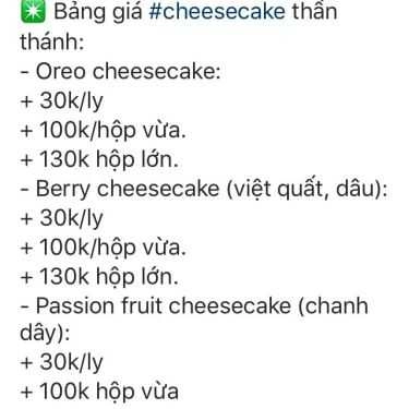 Thực đơn- Upstairs Bakery - Shop Online