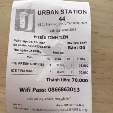 Thực đơn- Urban Station Coffee Takeaway - Trà Khúc