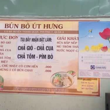 Thực đơn- Ăn vặt Út Hưng - Bún Bò