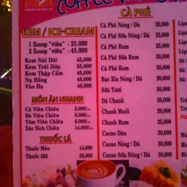 Thực đơn- Văn Lang Coffee
