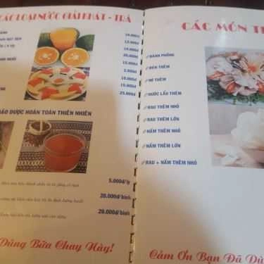Thực đơn- Quán Ăn Viên Dung - Lẩu Nấm Chay