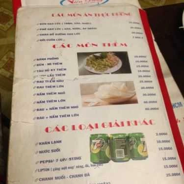 Thực đơn- Quán Ăn Viên Dung - Lẩu Nấm Chay