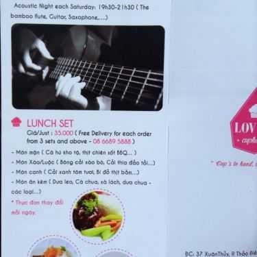 Thực đơn- Cafe Villa Xuân Thủy