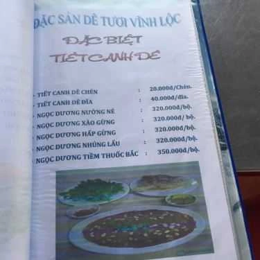 Thực đơn- Quán Nhậu Vĩnh Lộc - Quán Dê Tươi