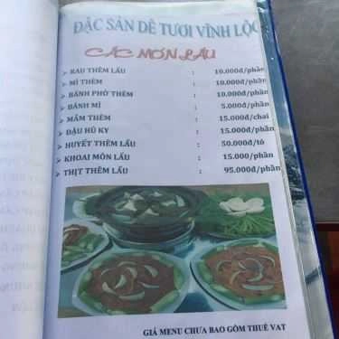 Thực đơn- Quán Nhậu Vĩnh Lộc - Quán Dê Tươi