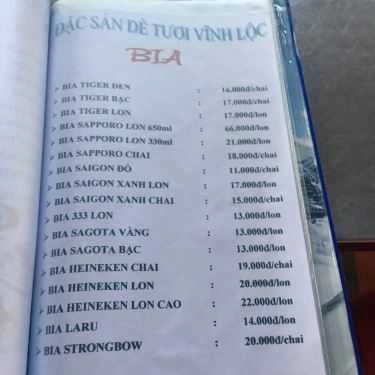 Thực đơn- Quán Nhậu Vĩnh Lộc - Quán Dê Tươi
