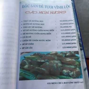 Thực đơn- Quán Nhậu Vĩnh Lộc - Quán Dê Tươi