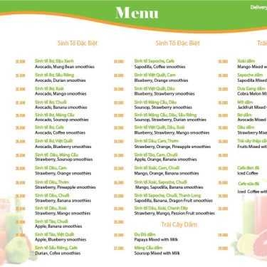 Thực đơn- Cafe Vita - Nước Ép & Sinh Tố