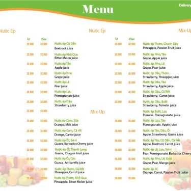 Thực đơn- Cafe Vita - Nước Ép & Sinh Tố