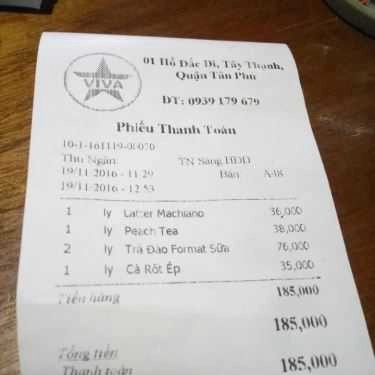 Thực đơn- Viva Star Coffee - Hồ Đắc Di