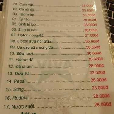 Thực đơn- Viva Star Coffee - K300