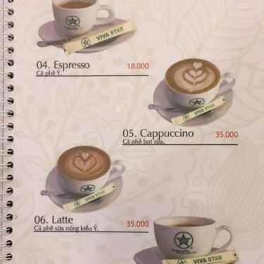 Thực đơn- Viva Star Coffee - Thống Nhất