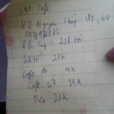 Thực đơn- VNP Cafe