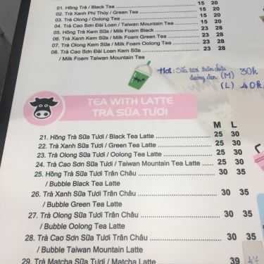 Thực đơn- Cafe Want Tea