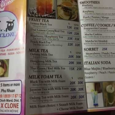 Thực đơn- X Clone - Crepe & Coffee