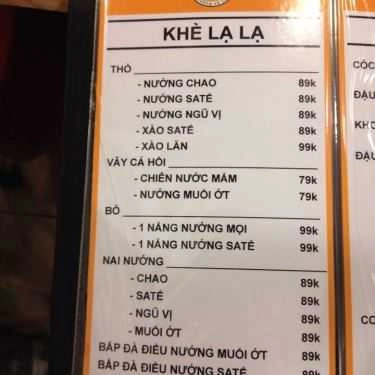 Thực đơn- Quán Nhậu Xiên Khè - Nướng & Lẩu - Võ Văn Kiệt