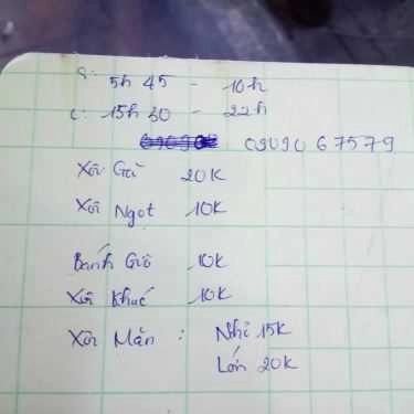 Thực đơn- Ăn vặt Xôi Gà 40 Vạn Kiếp