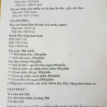 Thực đơn- Ăn vặt Xôi Mít Sì Gòn - Giao Hàng Tận Nơi