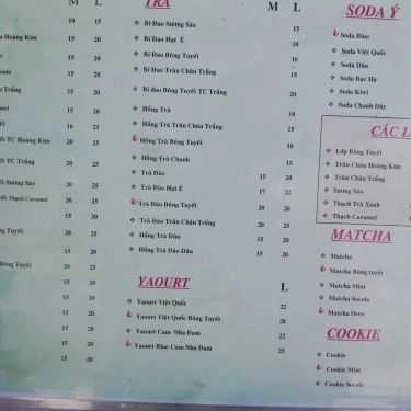 Thực đơn- Cafe Xóm Trà Sữa
