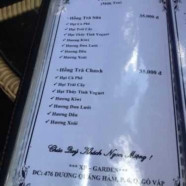 Thực đơn- XP Garden Cafe - Cafe Sân Vườn
