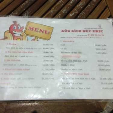 Thực đơn- Ăn vặt Xúc Xích Đức Eric - Ba Mập Quán