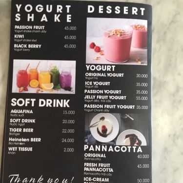 Thực đơn- YK Coffee - Nguyễn Thị Minh Khai