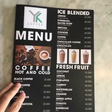 Thực đơn- YK Coffee - Nguyễn Thị Minh Khai