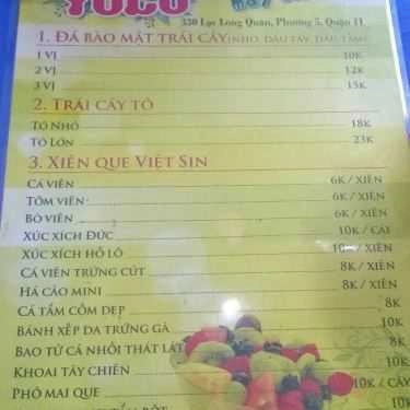 Thực đơn- Ăn vặt Yolo Quán - Xiên Que & Đá Bào Mật Trái Cây