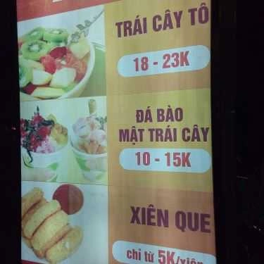 Thực đơn- Ăn vặt Yolo Quán - Xiên Que & Đá Bào Mật Trái Cây