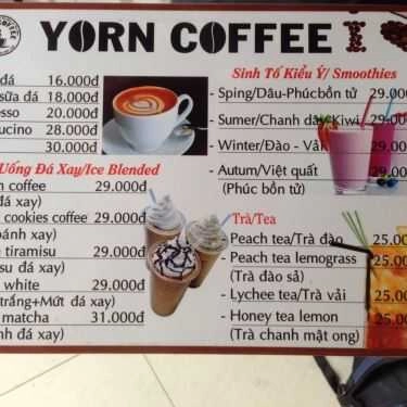 Thực đơn- Yorn Coffee