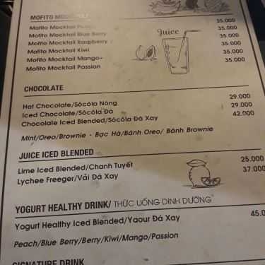 Thực đơn- Yumi Coffee