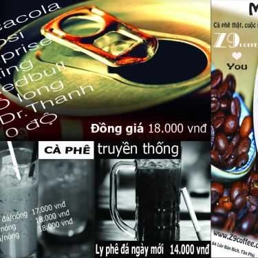 Thực đơn- Z9 Coffee - Lũy Bán Bích