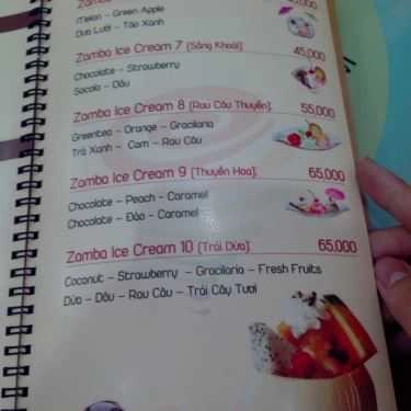 Thực đơn- Cafe Zamba Juice And Ice Cream - Thống Nhất