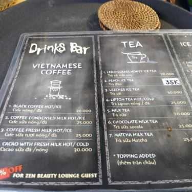 Thực đơn- Zen Cafe - Võ Trường Toản