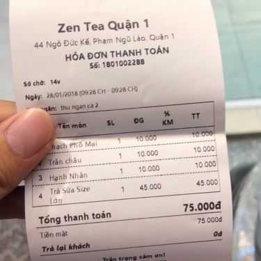 Thực đơn- Cafe ZEN Tea - Ngô Đức Kế