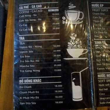 Thực đơn- Zest Coffee