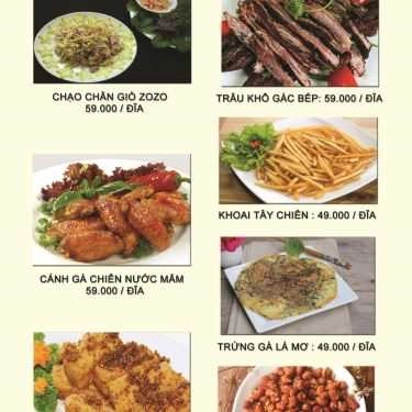 Thực đơn- Quán Nhậu Zozo - Đặc Sản Heo Tộc, Chim Trời & Gà Ri
