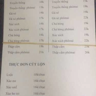 Thực đơn- Cafe Zu Ni - Trà Sữa & Ăn Vặt