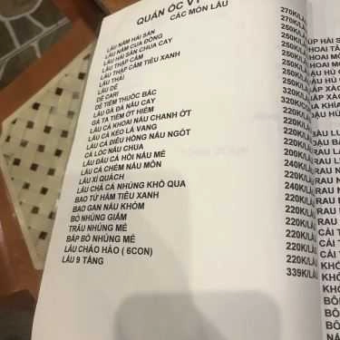 Thực đơn- Quán Ăn Ốc Vy - Ninh Bình