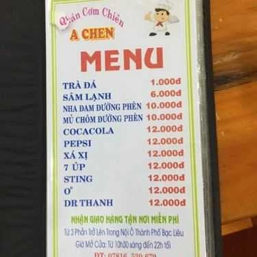 Thực đơn- Quán Ăn Quán A Chen - Cơm Chiên