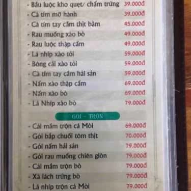 Thực đơn- Quán Ăn Ba Hưng Quán - Ẩm Thực Thuần Việt
