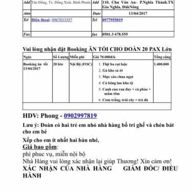 Thực đơn- Quán Ăn Quán Cơm Dũng Đồng Xoài