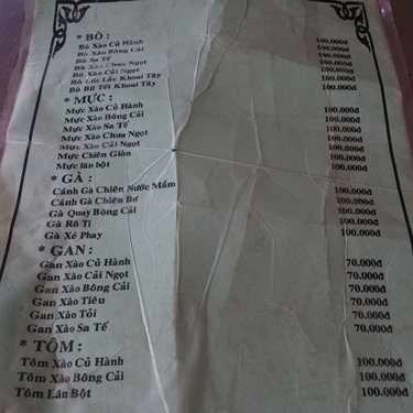 Thực đơn- Quán Ăn Hoa Ký - Phạm Ngọc Thảo