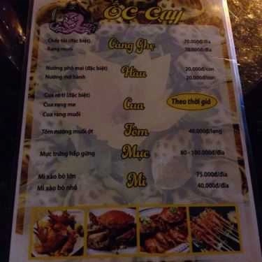 Thực đơn- Quán Ăn Ốc Cay - Lê Quý Đôn