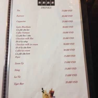 Thực đơn- Cafe Sweet Delight - Tôn Đức Thắng